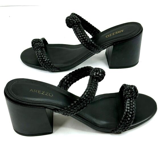 Arezzo Women's Remy Mid-Block Sandals Size 8.5B Black NWT - Picture 1 of 9